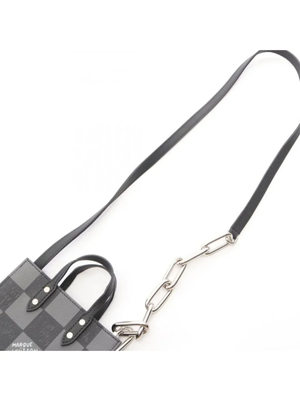Louis Vuitton Handbag Sac Plat XS Damier Checkerboard Noir 2-Way Leather